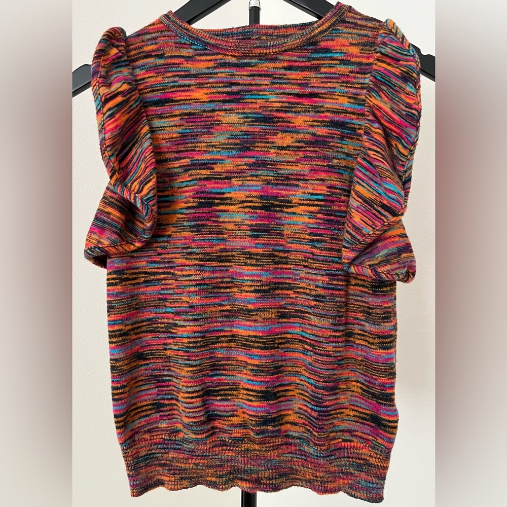 ✨  Whimsical Anthropologie Multicolor Flutter-Sleeve Top